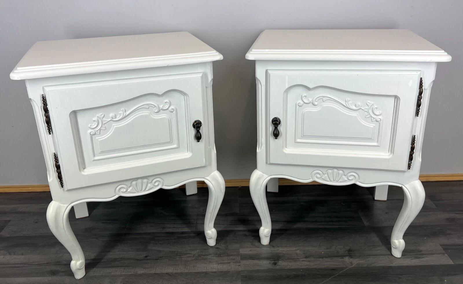 Pair of Bedside Tables Antique French Style Shabby Chic Carved Cabinets (1 of 13) Pair of Bedside Tables Antique French Style Shabby Chic Carved Cabinets (1 of 13)