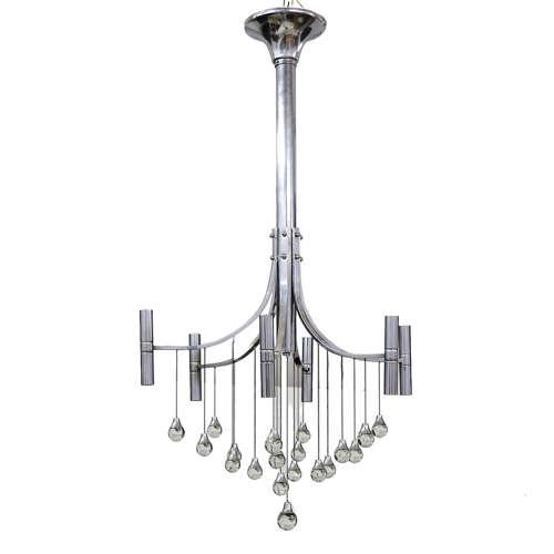 Mid 20th Century Chrome & Crystal Chandelier by Sciolari (1 of 6)
