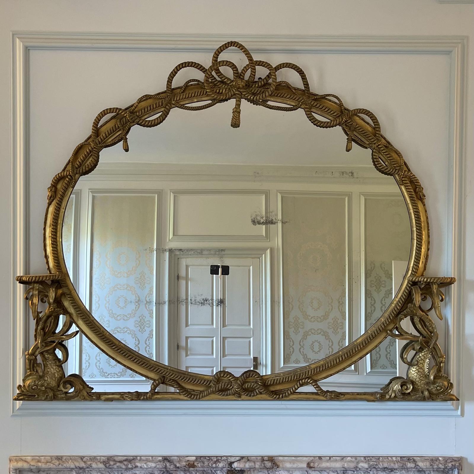 Very Large French Gilt Rope Twist Overmantle Mirror (1 of 9)