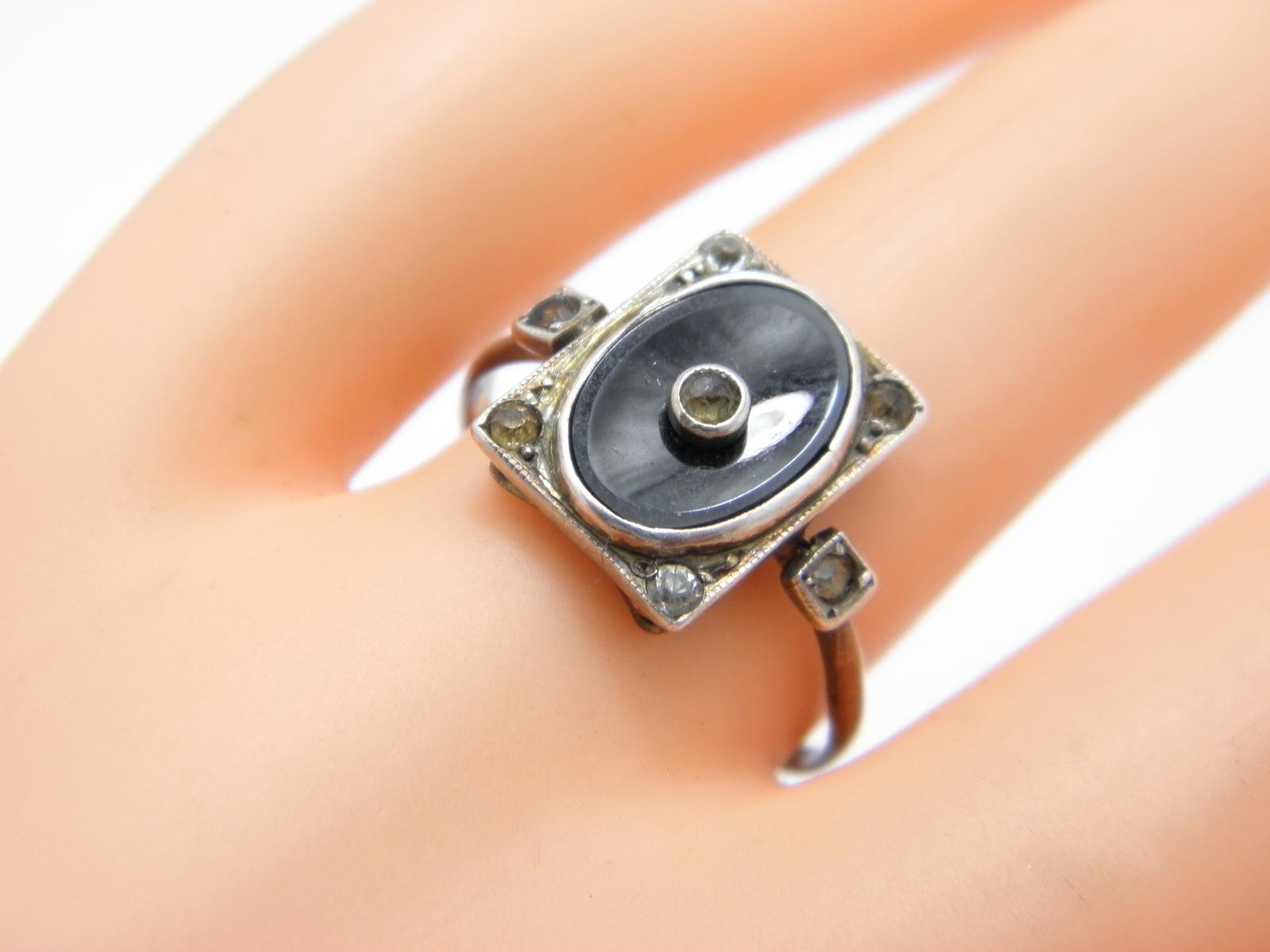 Antique 9ct Rose Gold Ag Onyx Spinel Signet Ring Size O 1/2 (US Size 7.5) C1870 (1 of 10)