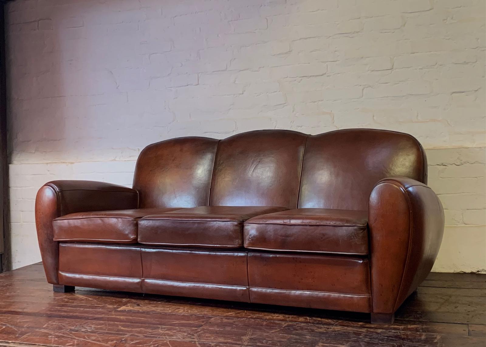 Impressive French Leather Club Sofa c.1950 (1 of 10) Impressive French Leather Club Sofa c.1950 (1 of 10)