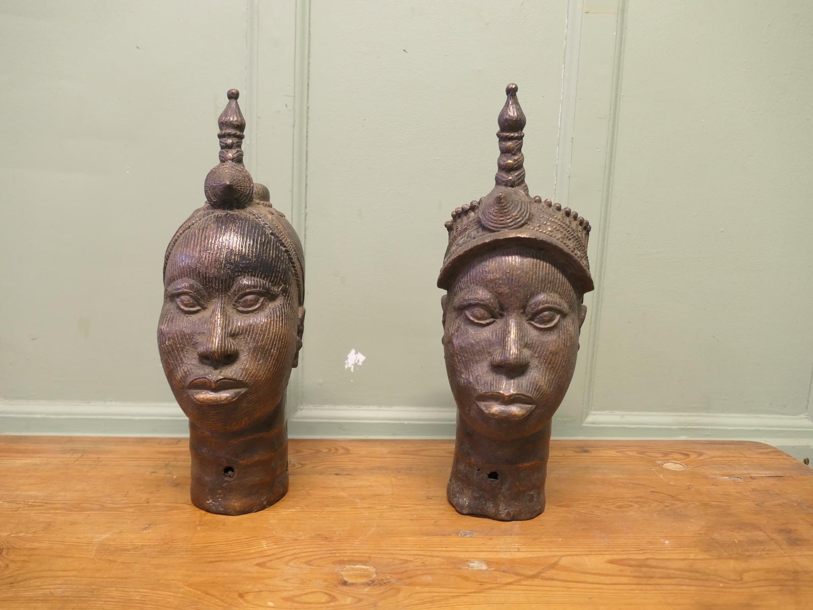 2 Beautiful Benin Bronze Heads Lost-wax Casting (1 of 6) 2 Beautiful Benin Bronze Heads Lost-wax Casting (1 of 6)