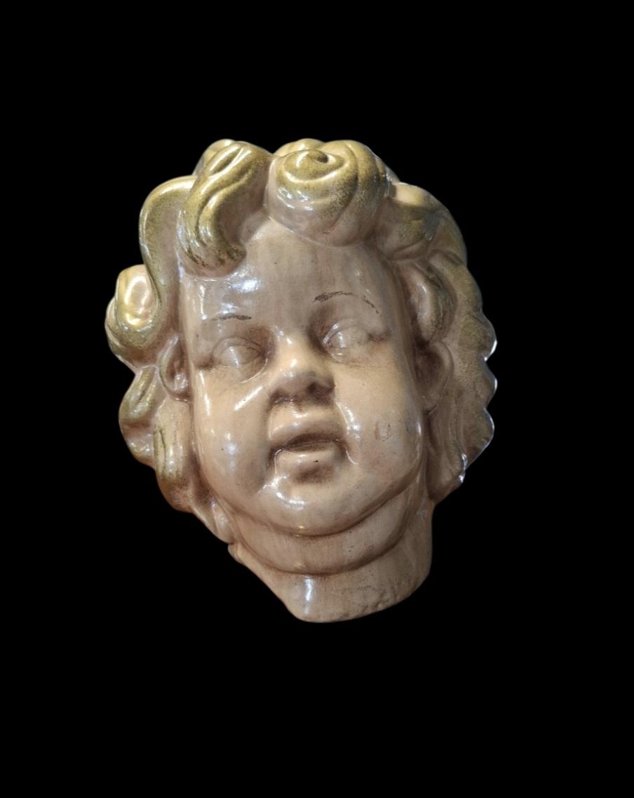 Large Vintage Hand-painted Ceramic Cherubs Head (1 of 2) Large Vintage Hand-painted Ceramic Cherubs Head (1 of 2)