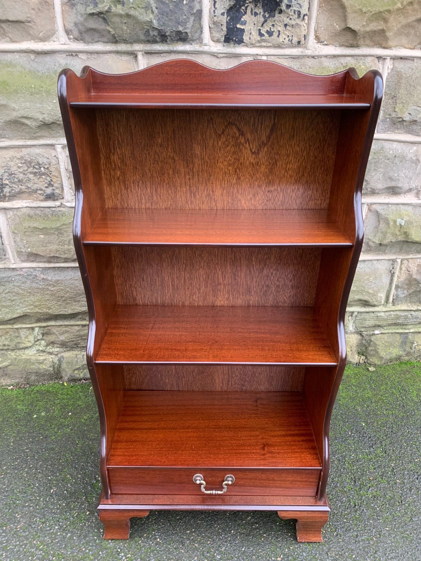 Slim Mahogany Waterfall Open Bookcase (1 of 7) Slim Mahogany Waterfall Open Bookcase (1 of 7)