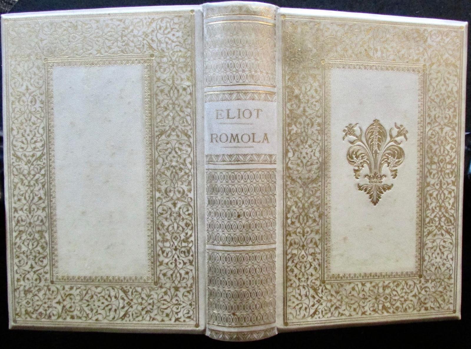 1888 Romola by George Eliot Fine Full Vellum & Gilt Binding Photographic Plates (1 of 4)