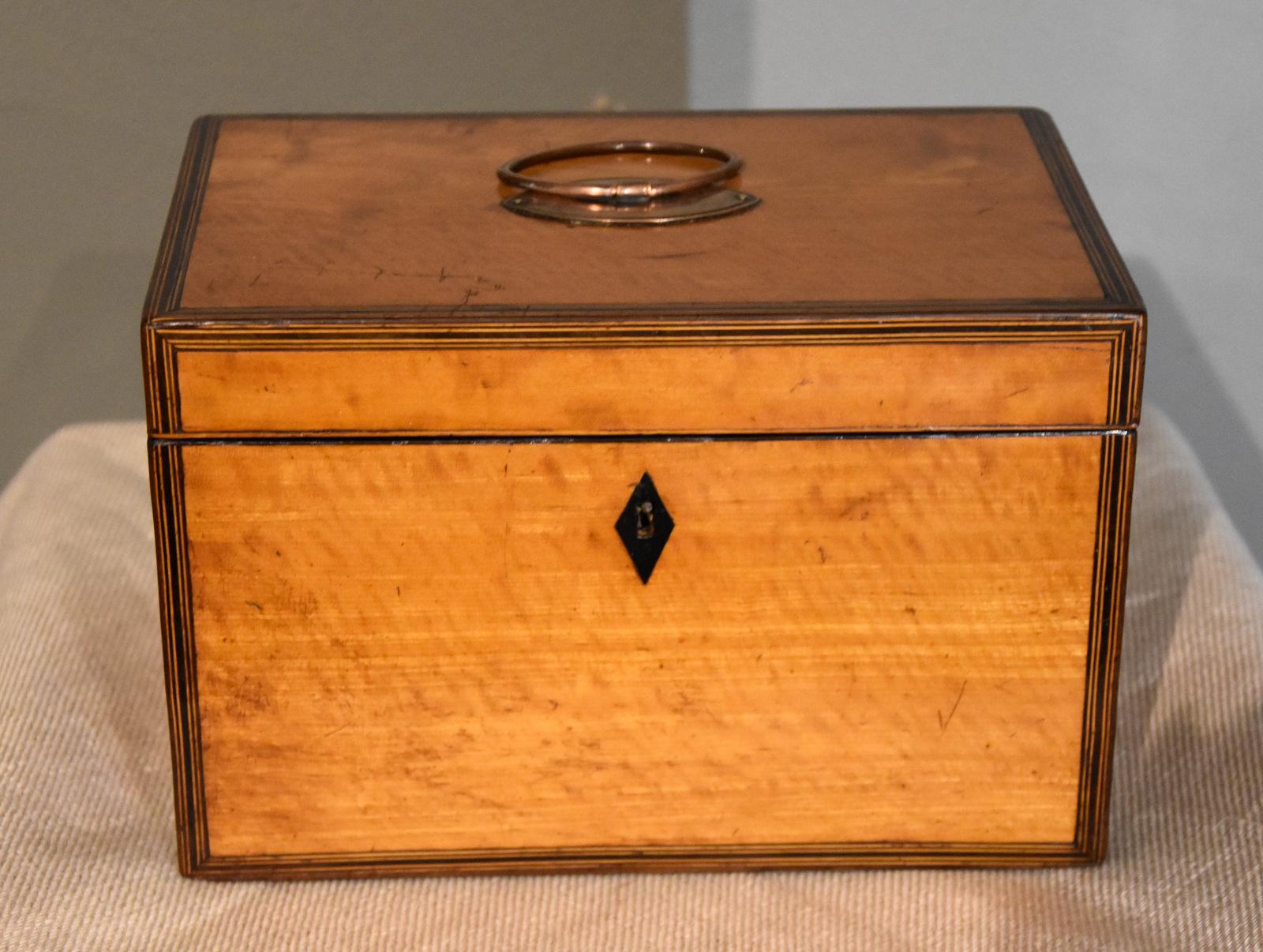 George III Satinwood Tea Chest with Trade Labels (1 of 6)