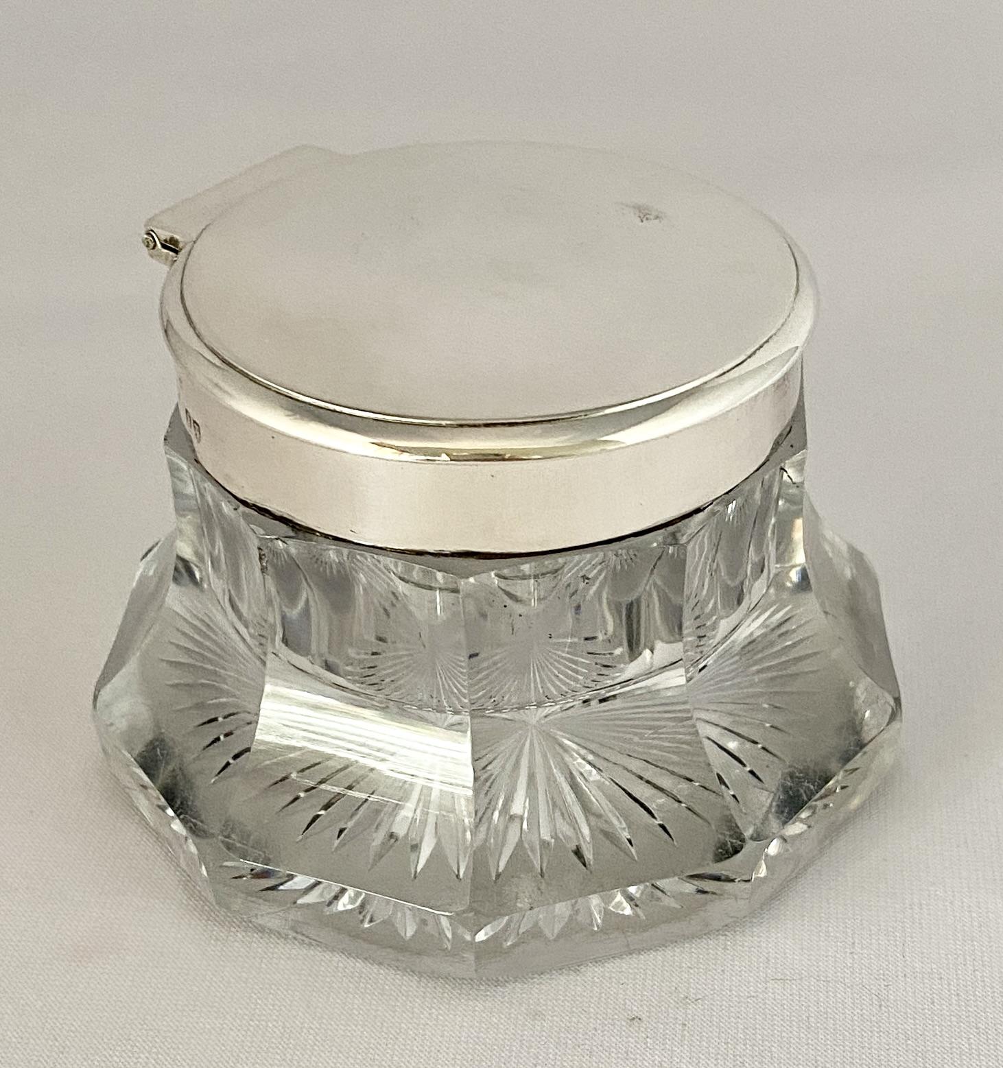 Silver Mounted Paperweight Inkwell - London 1894 (1 of 9)