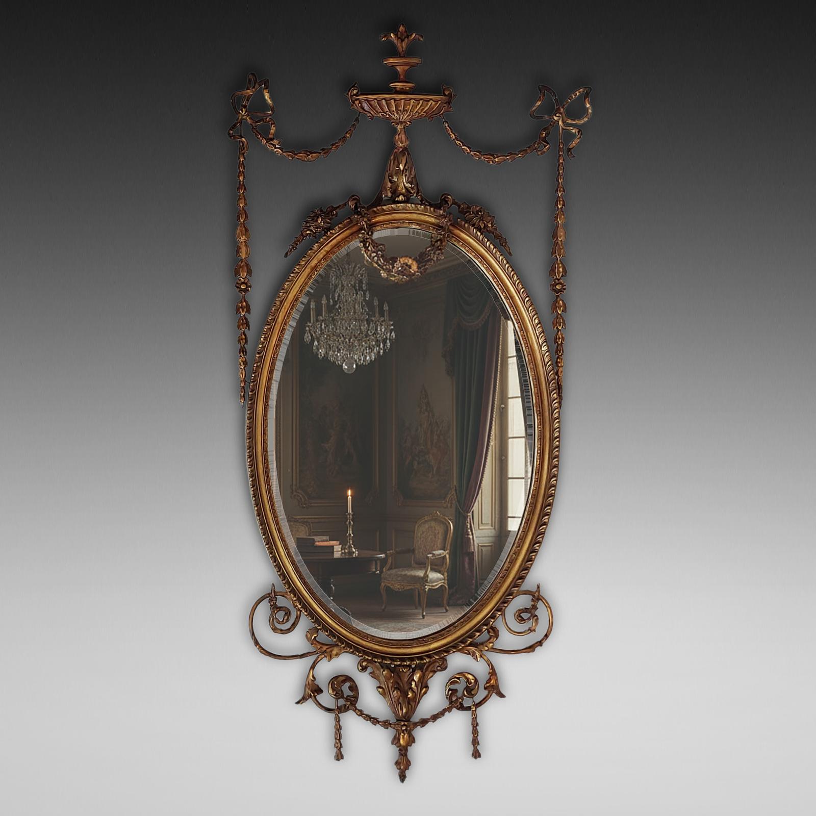 Late Victorian Adam Revival Giltwood Wall Mirror (1 of 13)