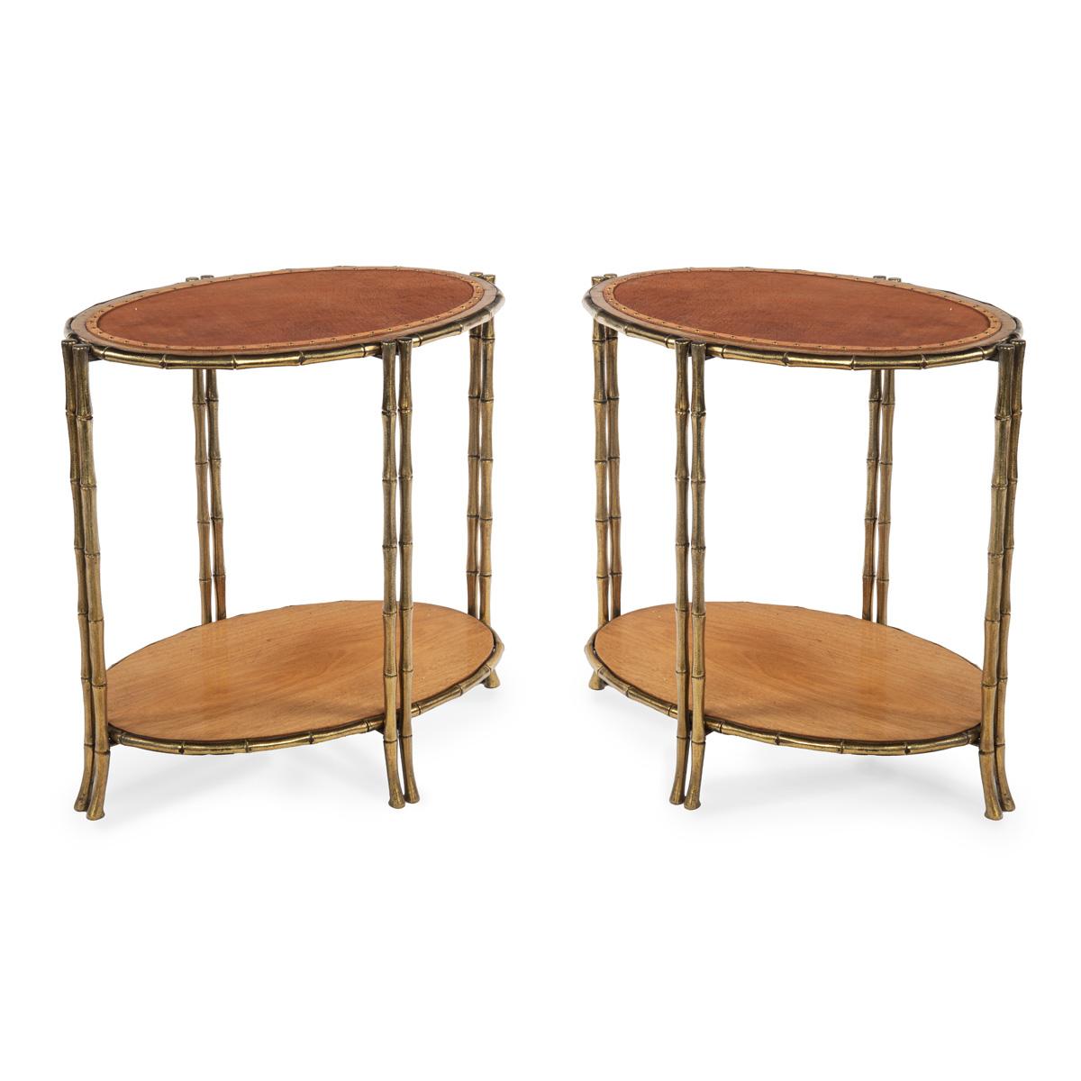 A Pair of Gilt Brass Faux Bamboo Etagères or Occasional Tables Possibly by Mallett of Bond Street (1 of 9) A Pair of Gilt Brass Faux Bamboo Etagères or Occasional Tables Possibly by Mallett of Bond Street (1 of 9)