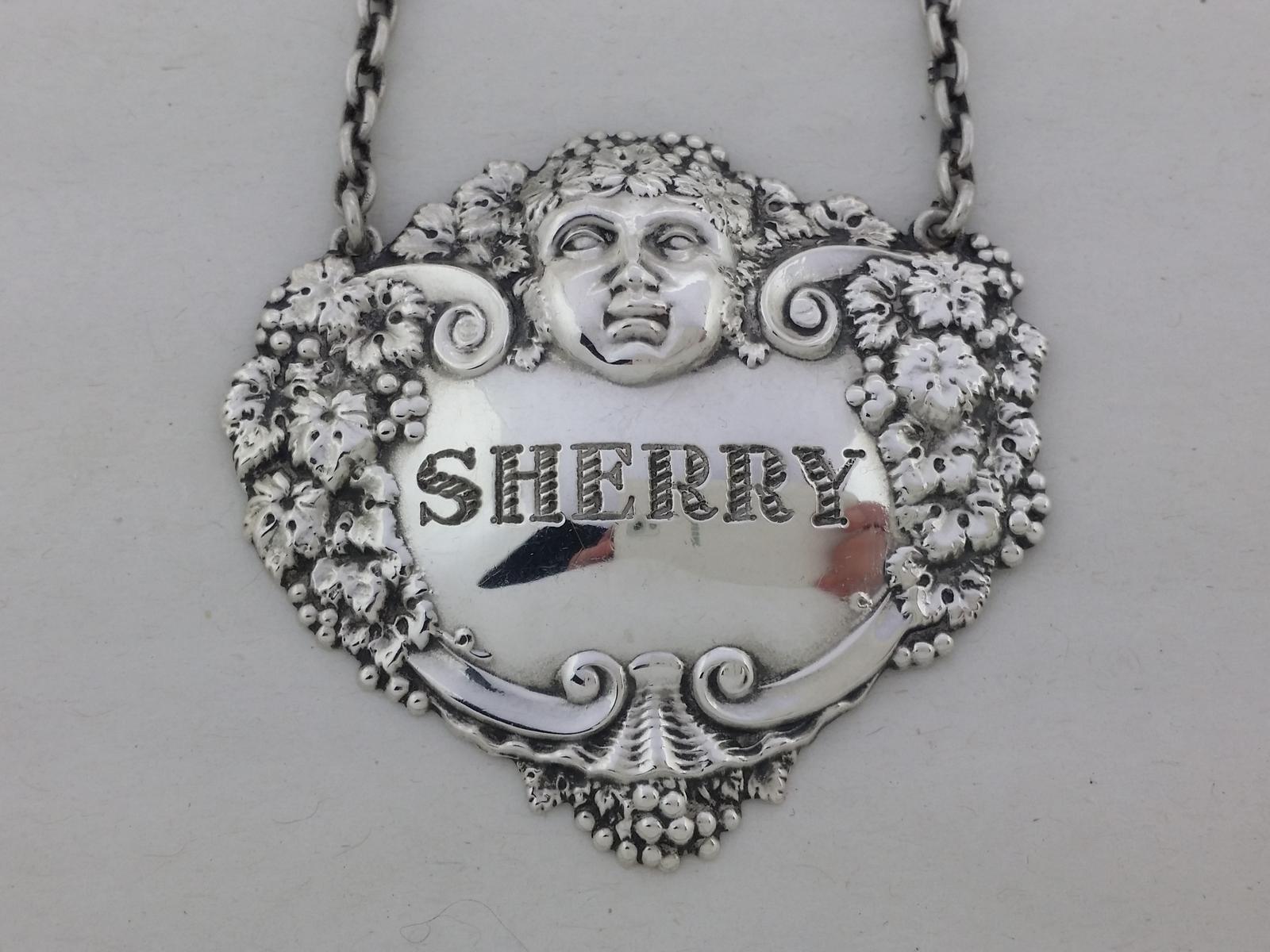Elizabeth II 1964 Sterling Silver Sherry Decanter Wine Label Hallmarked Birmingham (1 of 7)