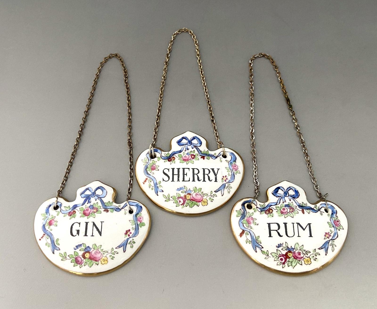 An Attractive Set of Three Fine Bone China Decanter Labels (1 of 4)