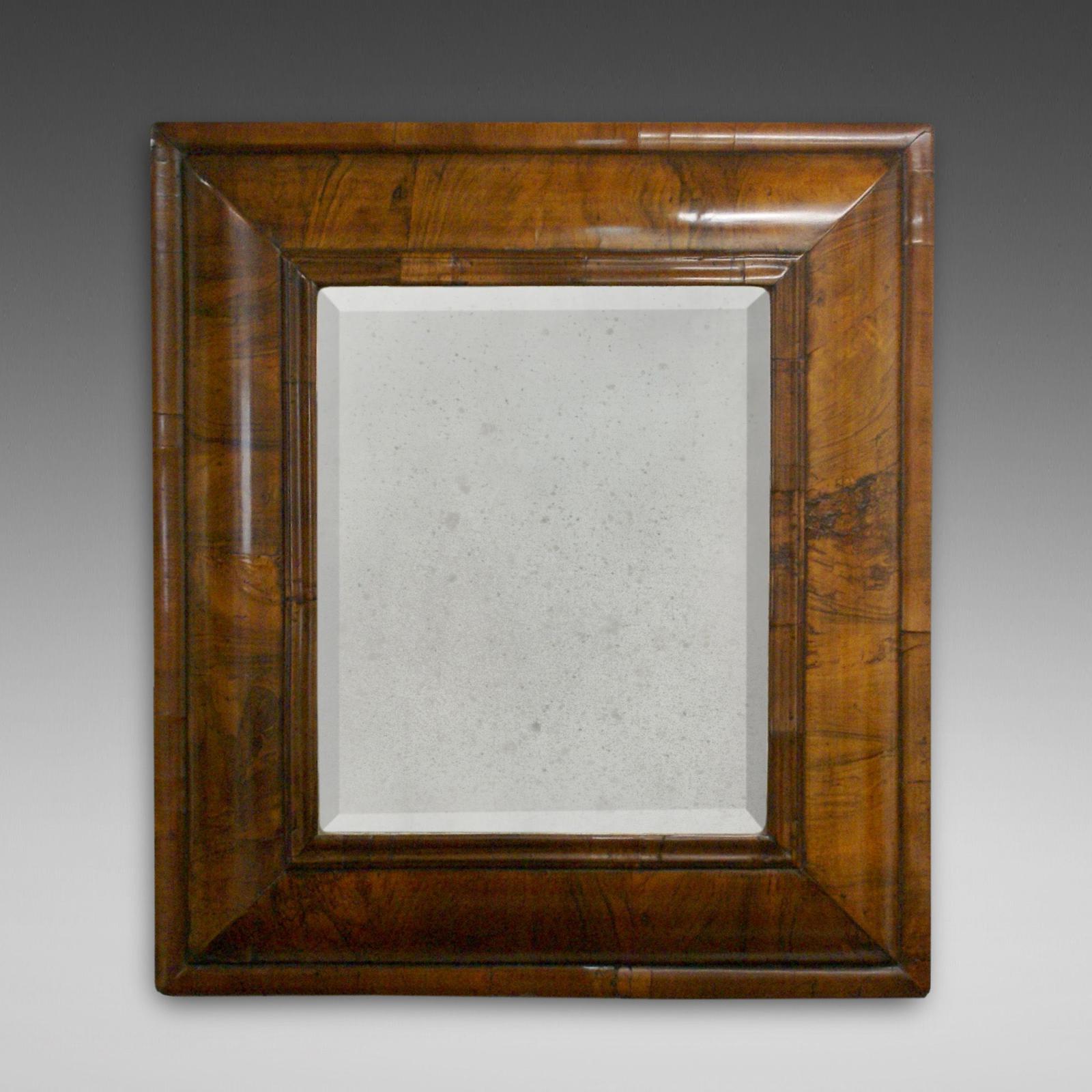 William & Mary Walnut Cushion Mirror (1 of 1) William & Mary Walnut Cushion Mirror (1 of 1)