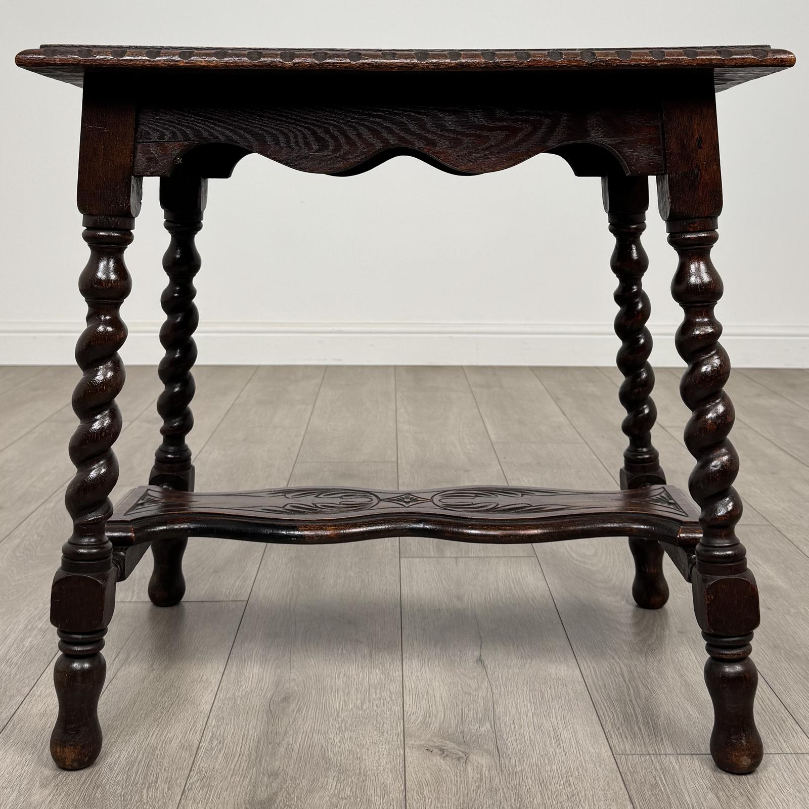 Antique 19th Century Barley Twist Side Table In Oak (1 of 9)