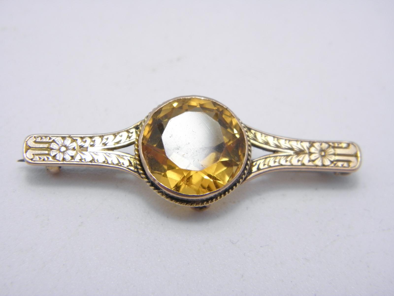 Antique 12ct Gold Citrine Statement Bar Brooch Pin C1880 High Quality Victorian (1 of 13)