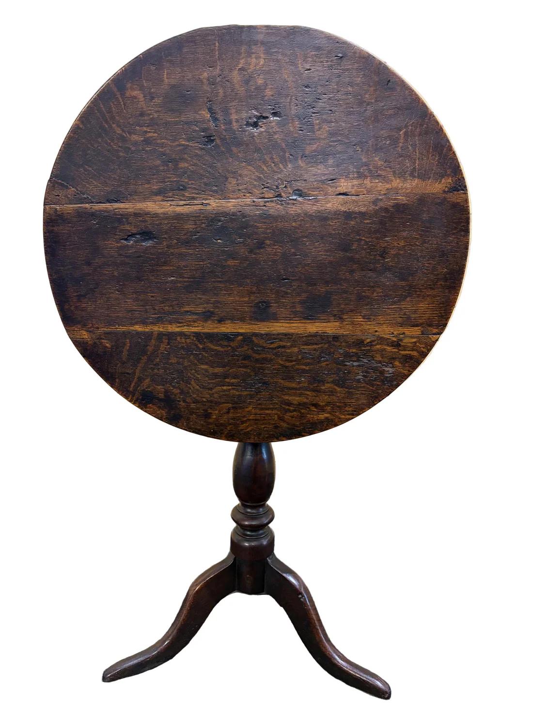 Early Victorian Oak Snap‑top Tripod Table (1 of 8)