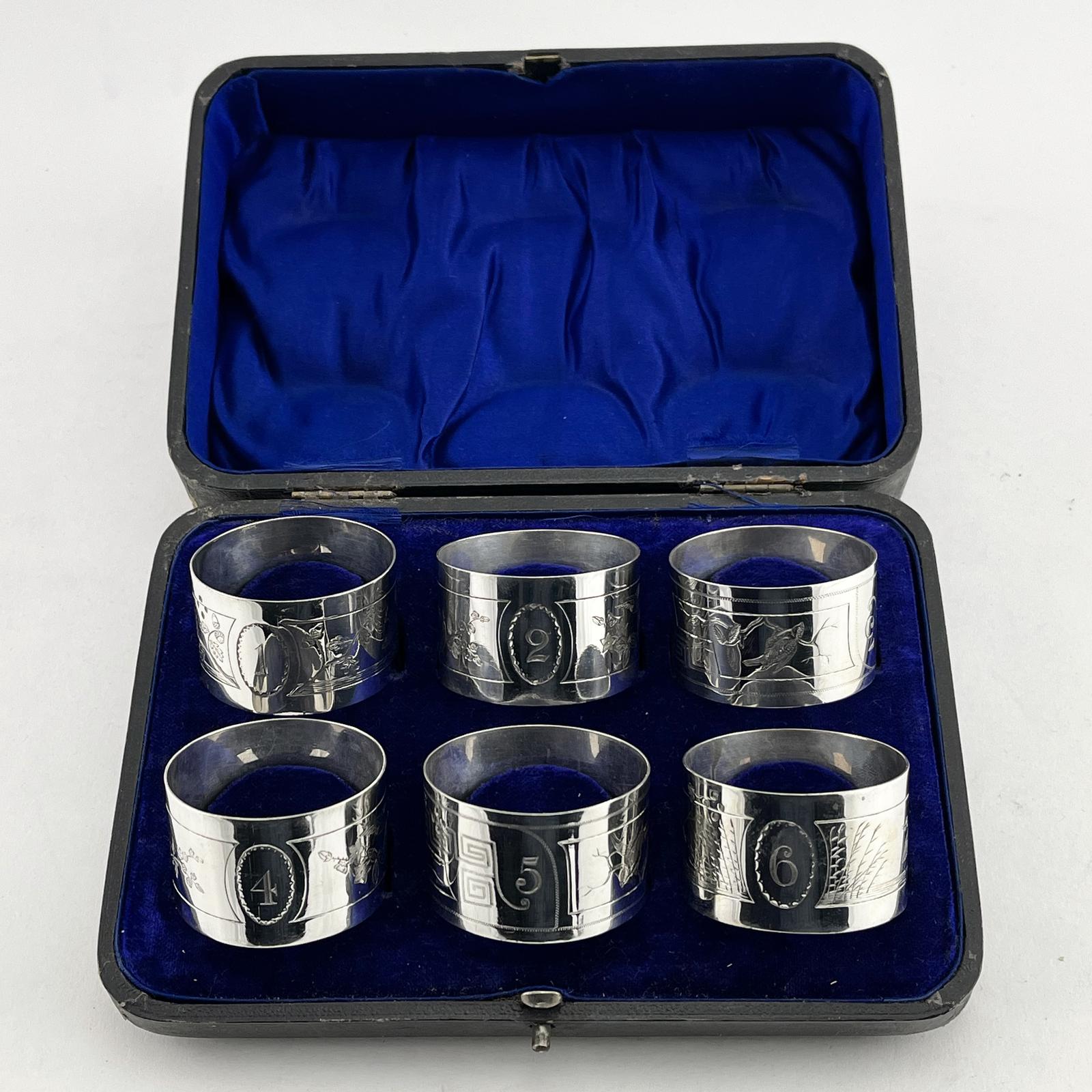 6 Victorian Sterling Silver Aesthetic Movement Napkins Rings (1 of 6)