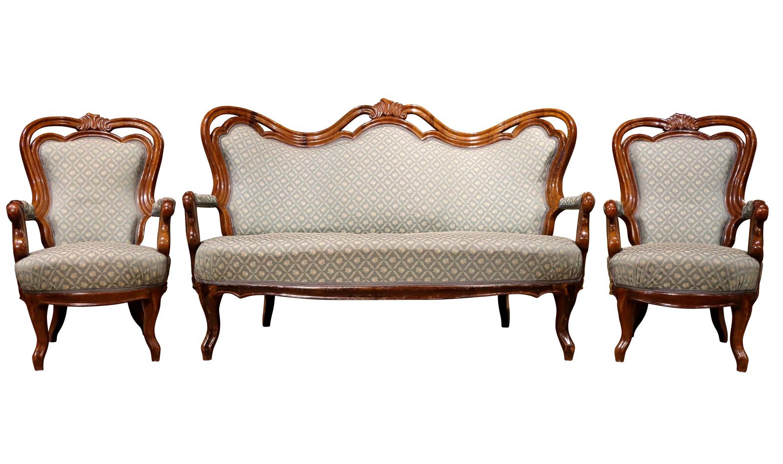 Fine Continental Walnut Three-Piece Salon Suite circa 1890 (1 of 13) Fine Continental Walnut Three-Piece Salon Suite circa 1890 (1 of 13)