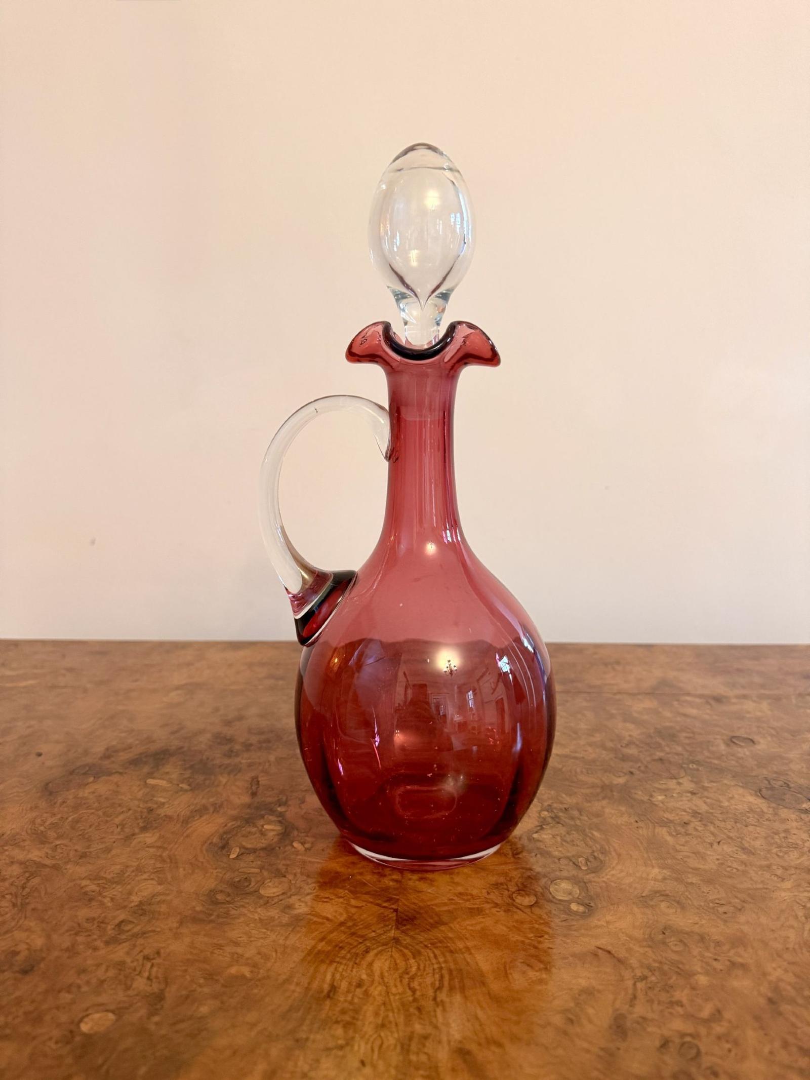 Wonderful Quality Antique Edwardian Cranberry Glass Decanter (1 of 6) Wonderful Quality Antique Edwardian Cranberry Glass Decanter (1 of 6)