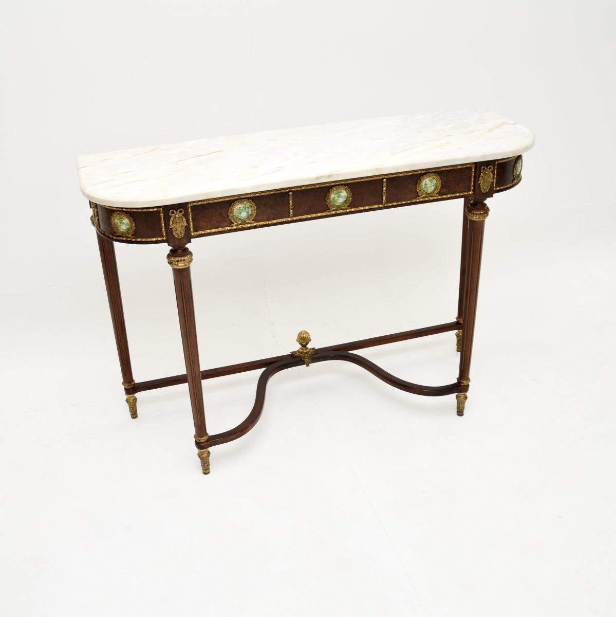 Antique French Marble Top Walnut Console Table (1 of 9) Antique French Marble Top Walnut Console Table (1 of 9)
