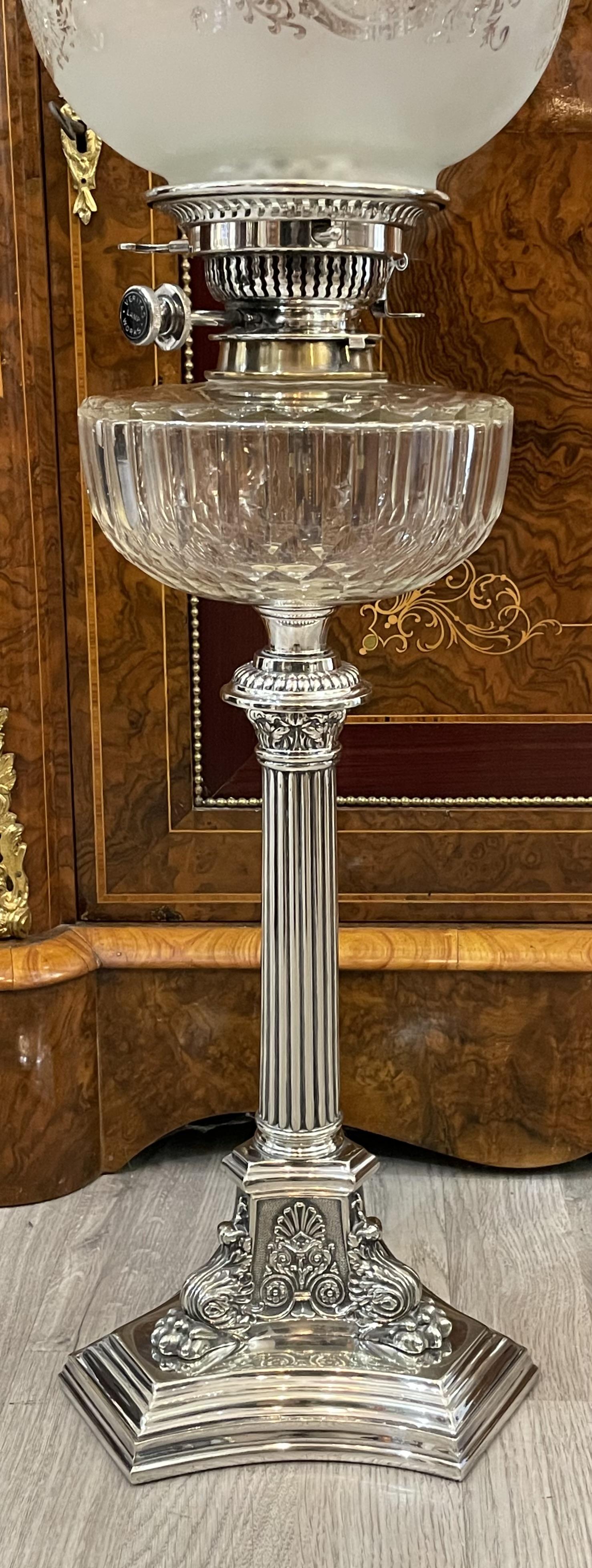 Edwardian Silver Plated Oil Lamp by Walker and Hall (1 of 11) Edwardian Silver Plated Oil Lamp by Walker and Hall (1 of 11)