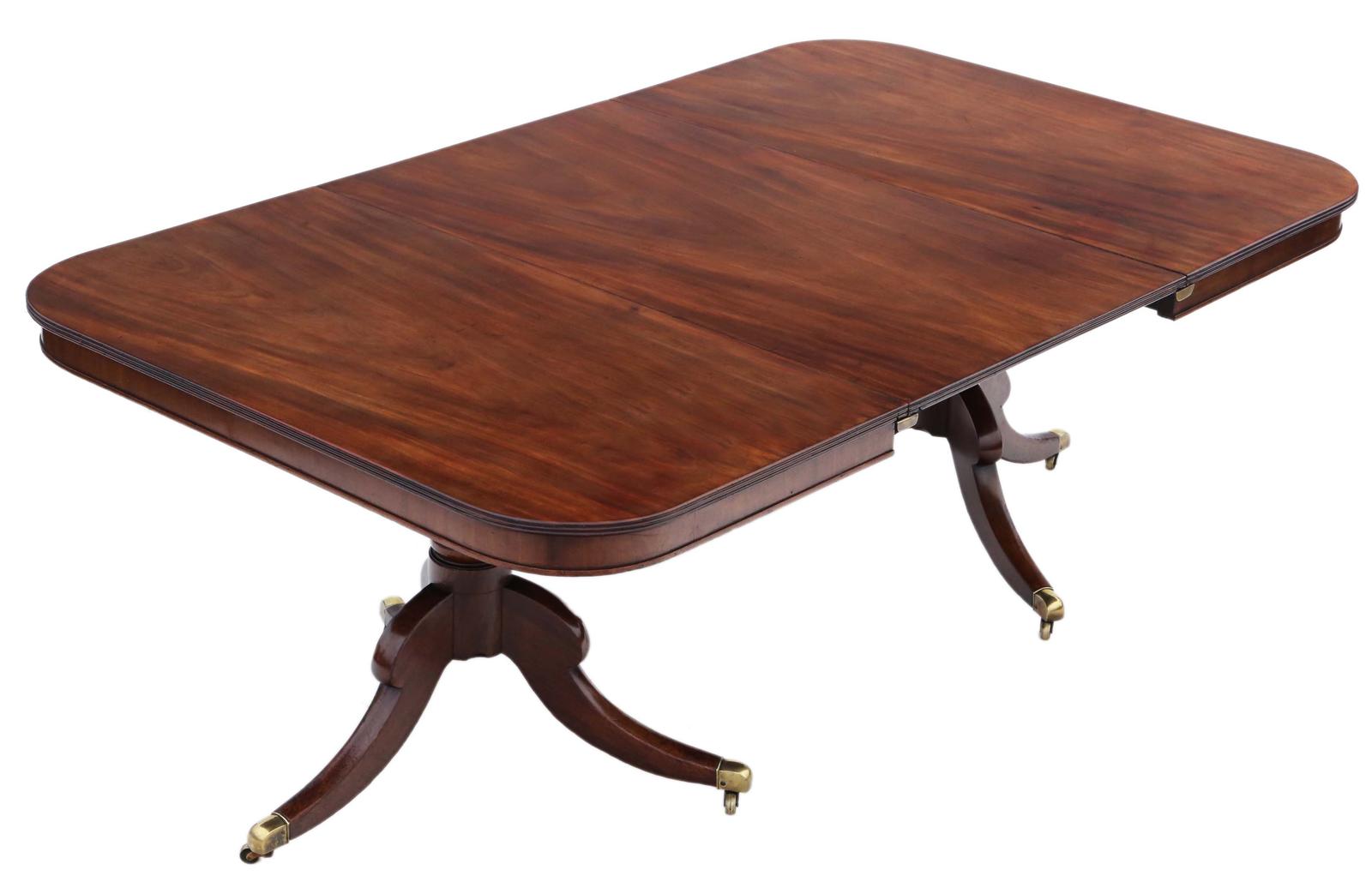 Antique Large 6'7” x 4’ Fine Quality Mahogany Extending Twin Pedestal Dining Table – Early 19th Century (1 of 10)