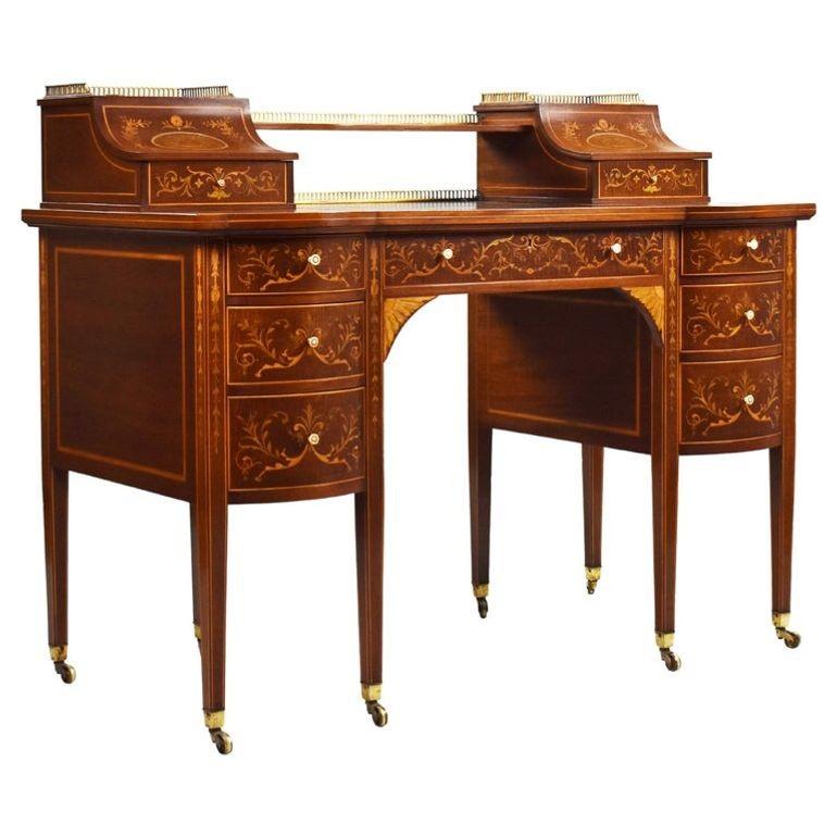 Victorian Sheraton Revival Marquetry Inlaid Carlton House Desk (1 of 20)