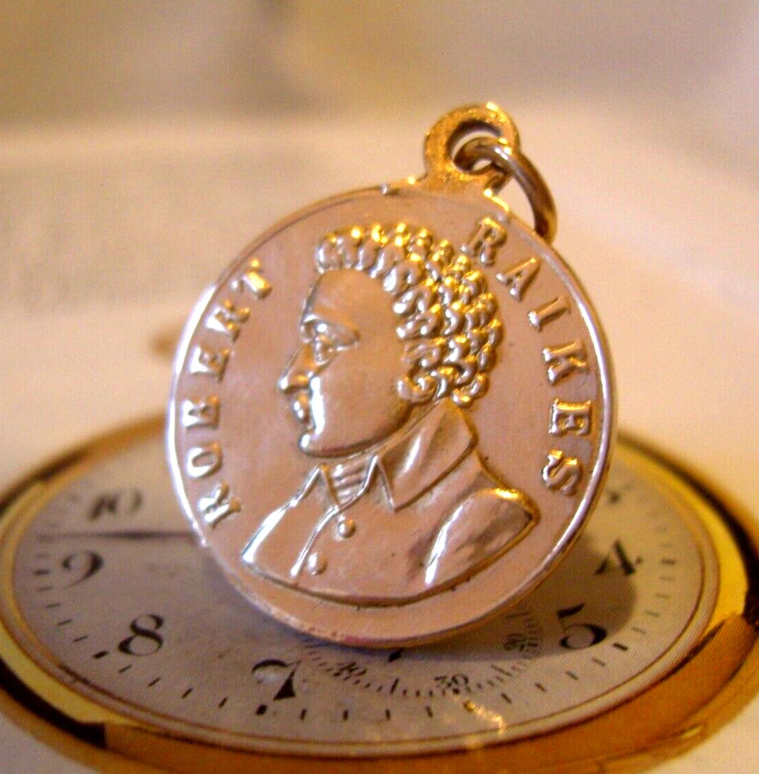 1930 Fob Robert Raikes Founder of Sunday Schools Pocket Watch Chain Religious Fob (1 of 8)