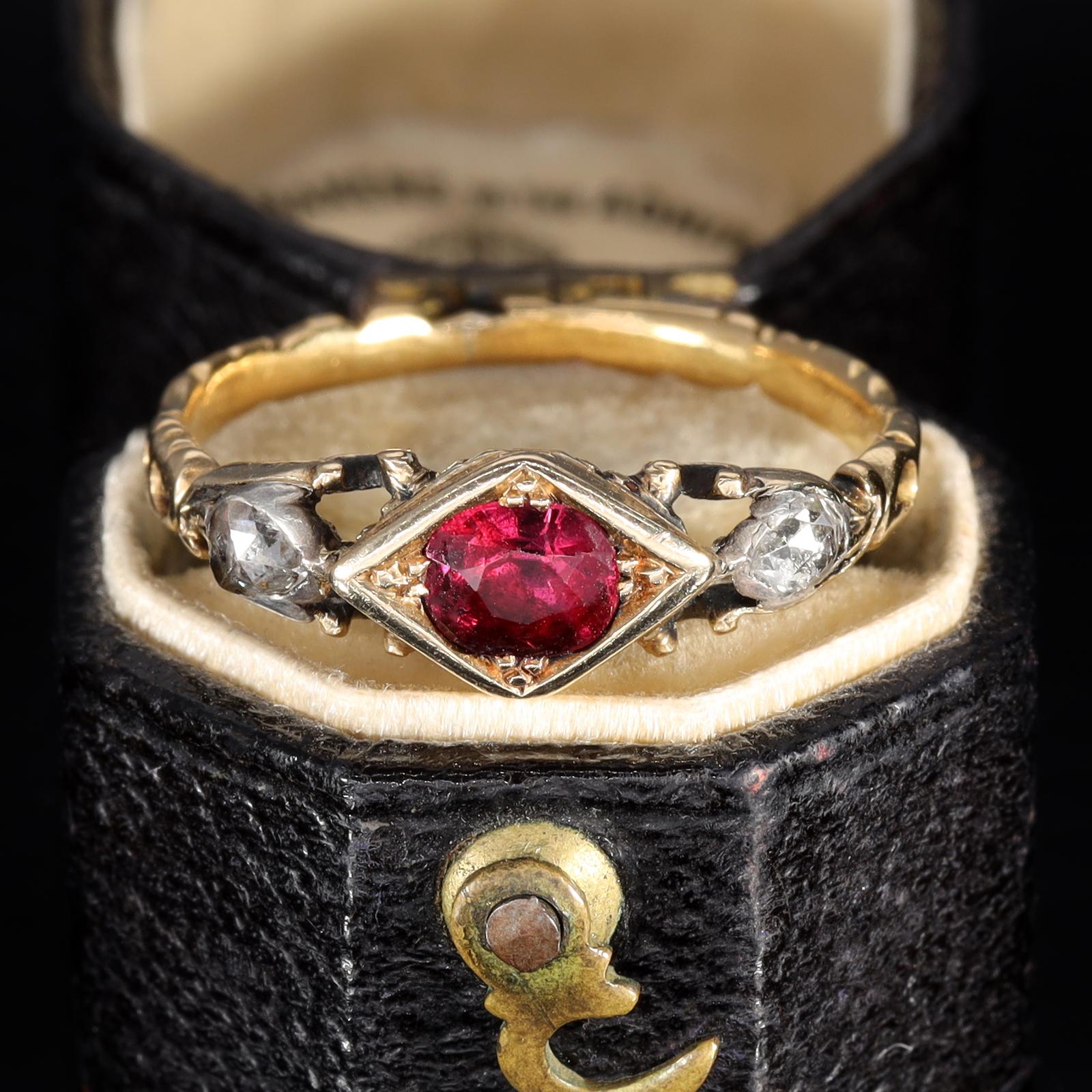The Antique Georgian Ruby & Rose Cut Diamond Ring (1 of 8)