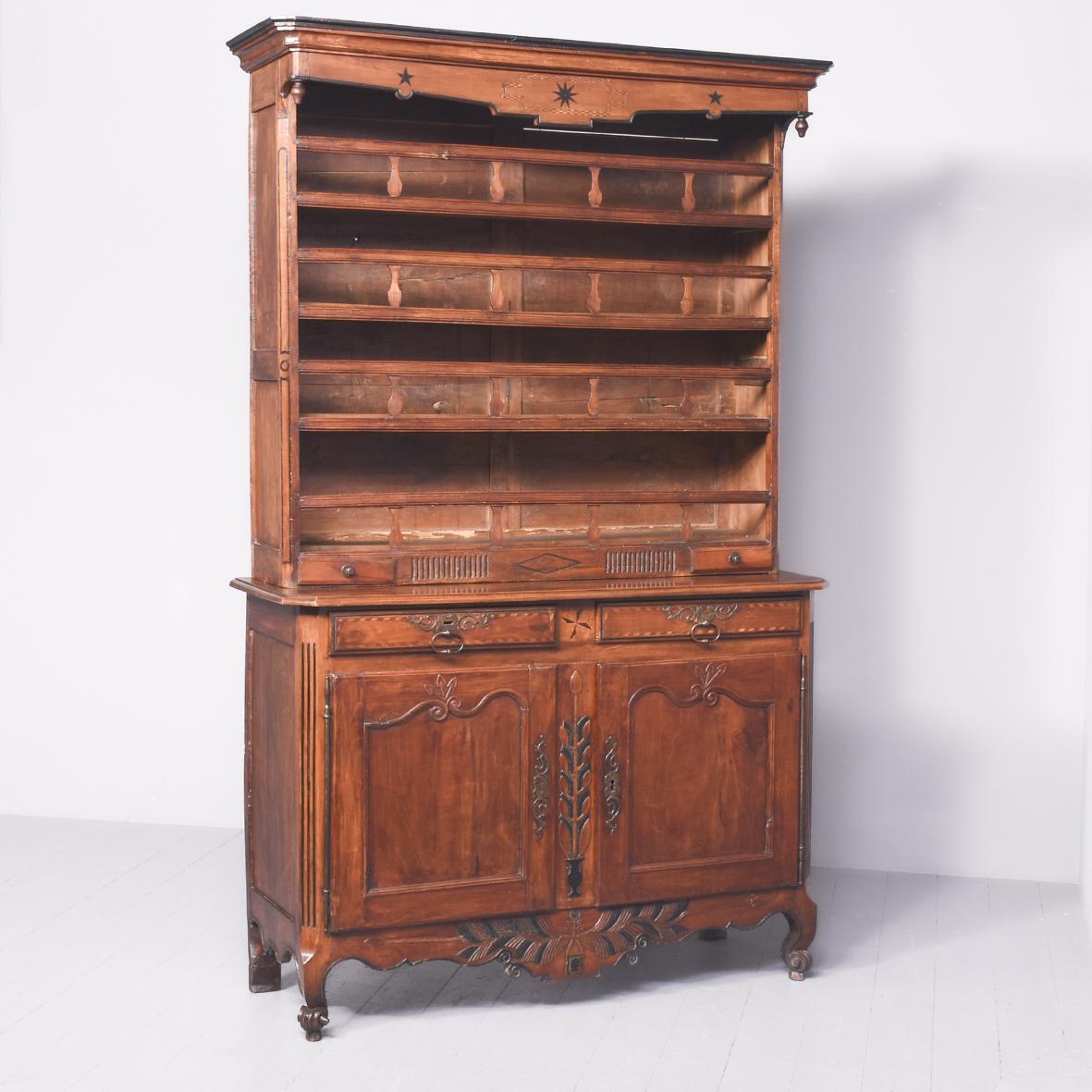 Unusual French, Tall Inlaid Fruitwood Dresser with Lovely Colour & Patina (1 of 14)