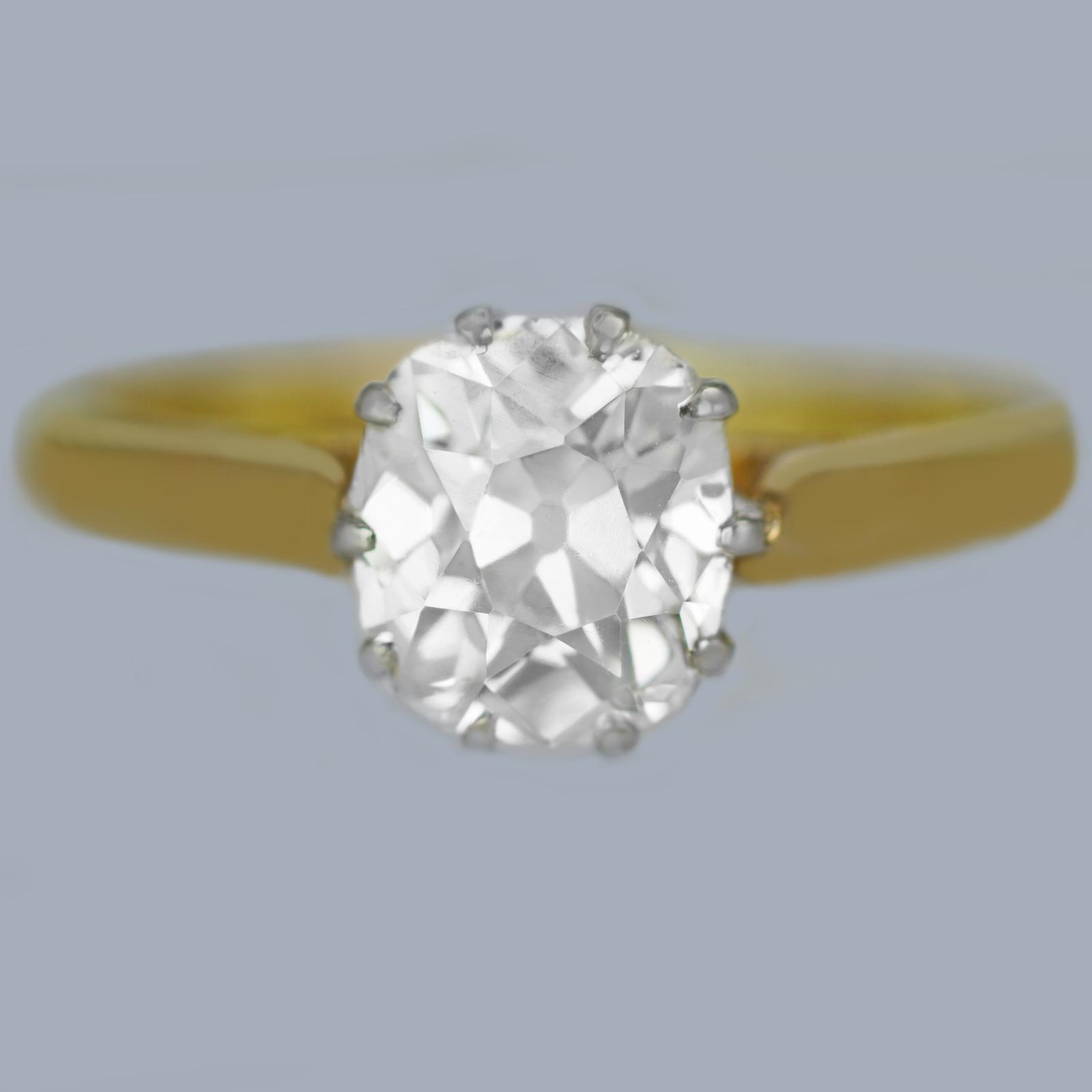 1.3ct Old Cushion Cut Diamond Solitaire in 18ct Gold with Gem Report (1 of 21)