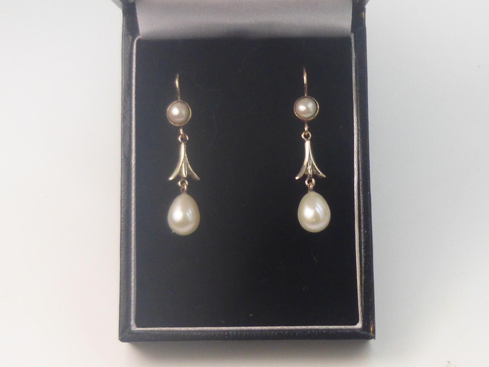 Pair of Gold & Pearl Drop Earrings (1 of 6)