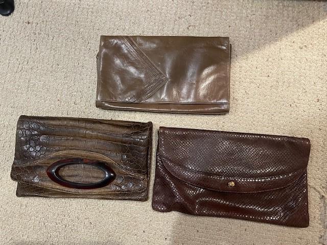 Three Mid-century Leather / Skin Clutch Bags (1 of 10)