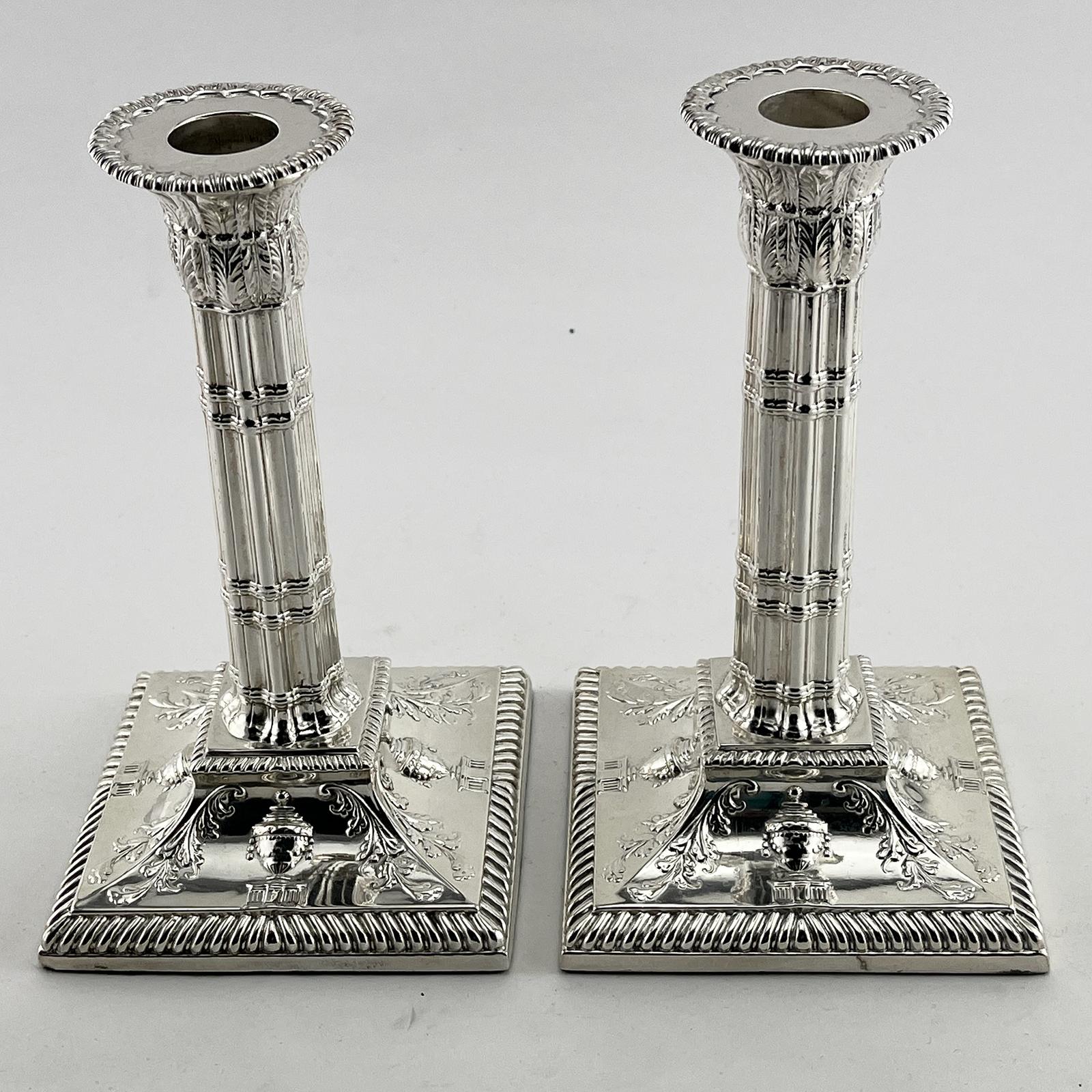 Pair of Classical Style Victorian Silver Plated Candlesticks (1 of 5)