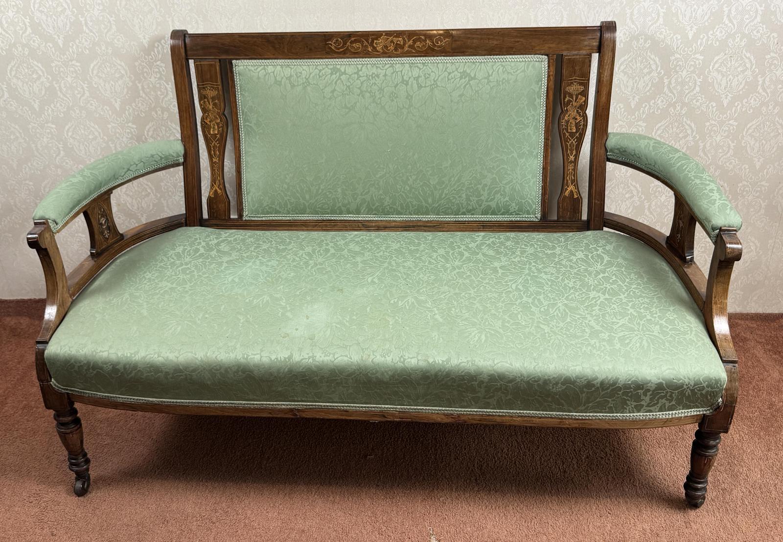 Rosewood Framed Sofa with Bone and Wood Decorative Inlay (1 of 8) Rosewood Framed Sofa with Bone and Wood Decorative Inlay (1 of 8)