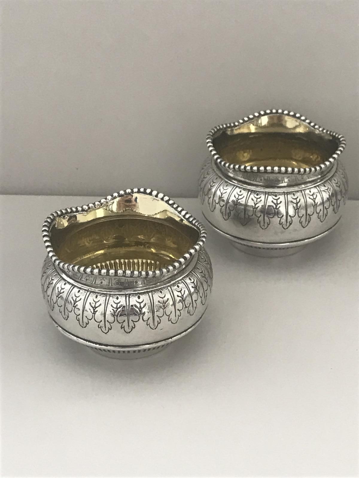 Fine Pair of Silver Salts Hallmarked London 1880 (1 of 8)
