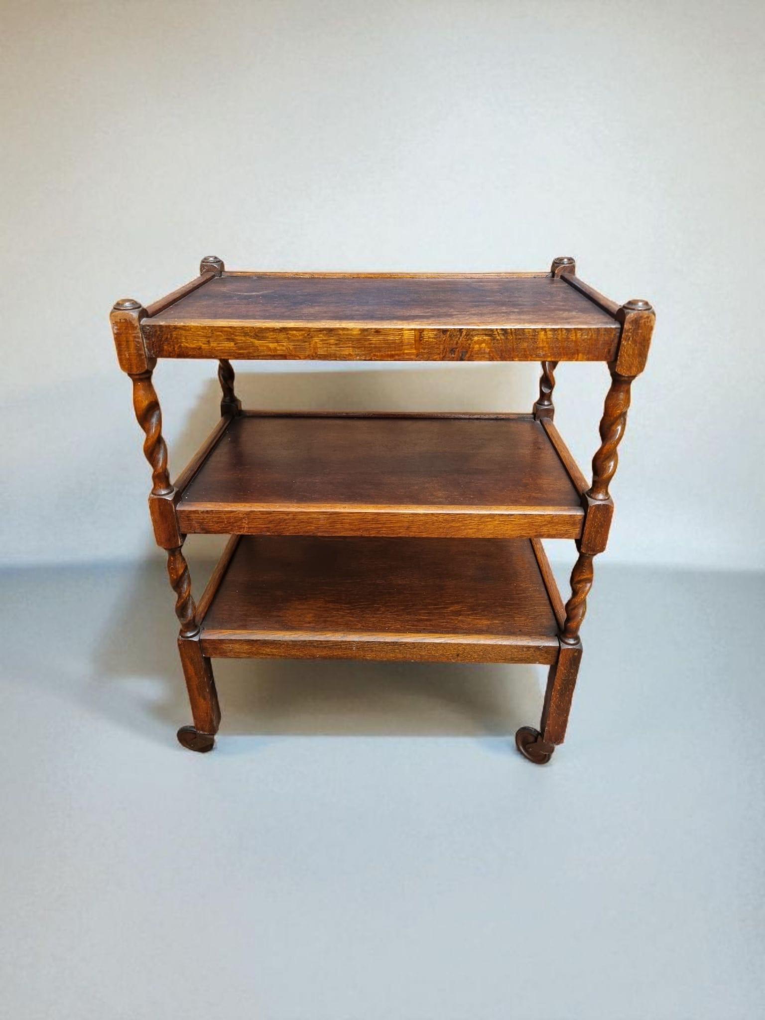 Oak 3-tier Barley Twist Trolley c.1930 (1 of 9)