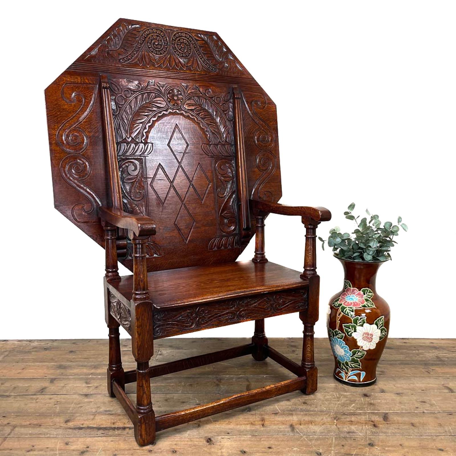 Large Early 20th Century Antique Oak Monks Seat (1 of 10)