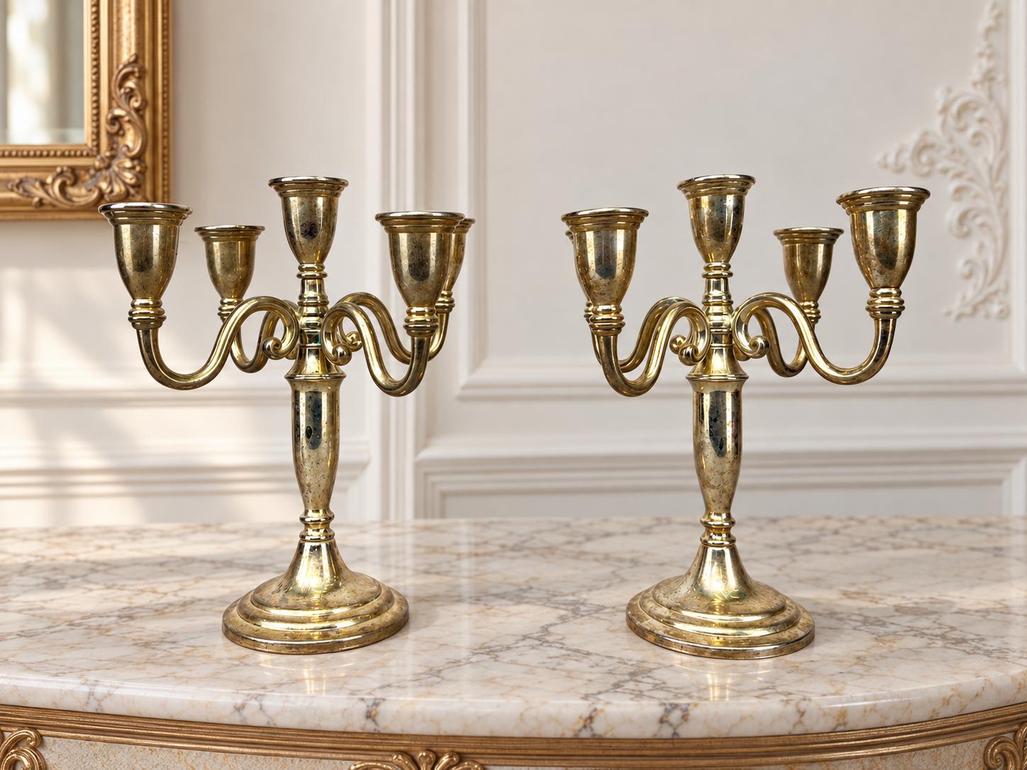 Pair of Candelabras Vintage Metal Five Arm Candle Holders (1 of 14) Pair of Candelabras Vintage Metal Five Arm Candle Holders (1 of 14)