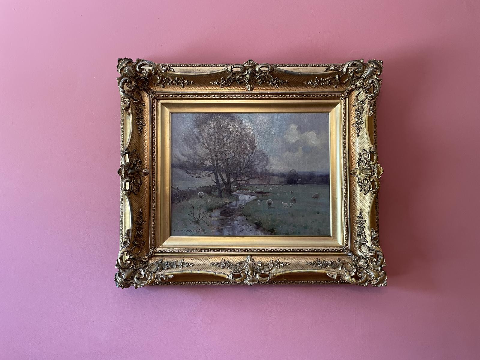 "Sheep by a River" by Robert Russell Macnee, RGI (1880 to 1952) (1 of 3)