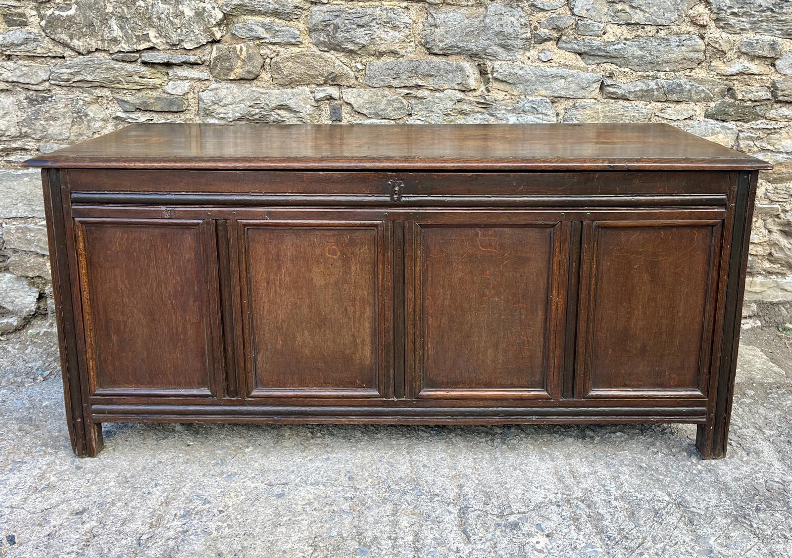 Large 18th Century Four Panel Oak Coffer (1 of 23) Large 18th Century Four Panel Oak Coffer (1 of 23)