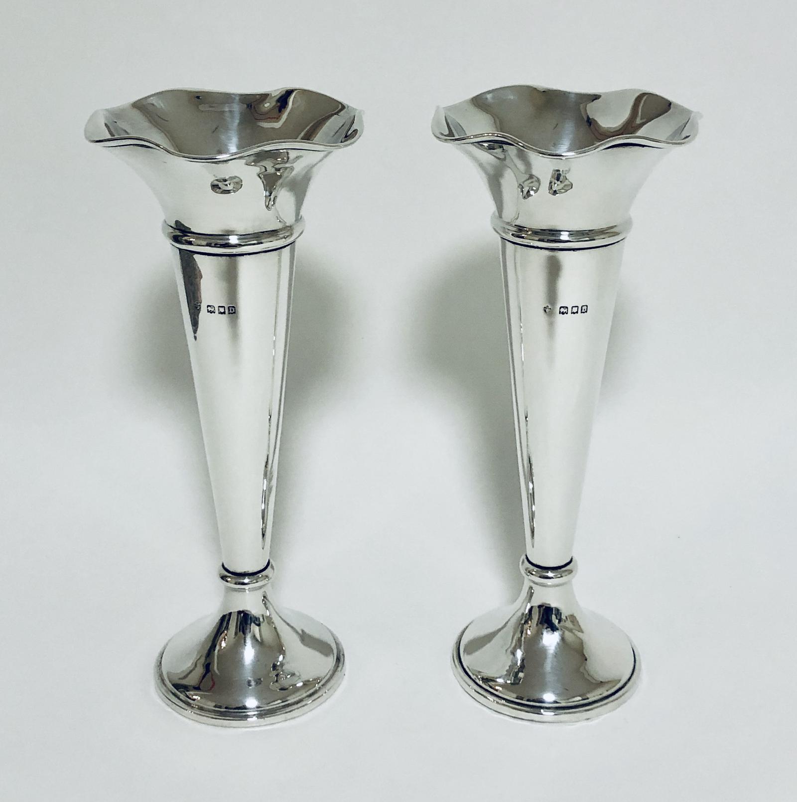 Pair of Antique Silver Trumpet Vases (1 of 12) Pair of Antique Silver Trumpet Vases (1 of 12)