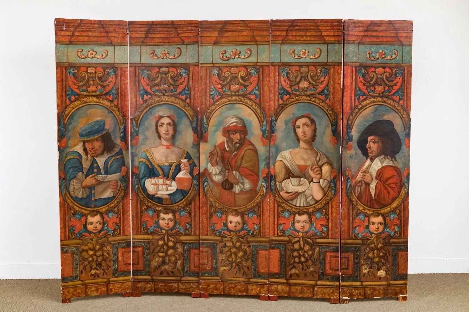 18th Century / 19th Century Painted 'Shakespearean' Screen - Italy (1 of 14)