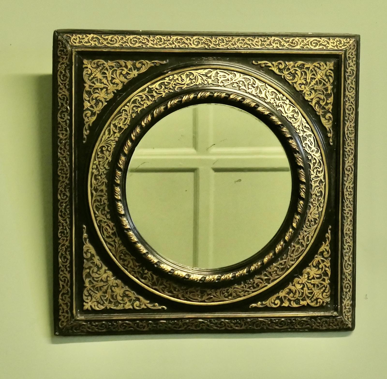 French Empire Gilt Brass and Black Lacquer Wall Mirror (1 of 6) French Empire Gilt Brass and Black Lacquer Wall Mirror (1 of 6)