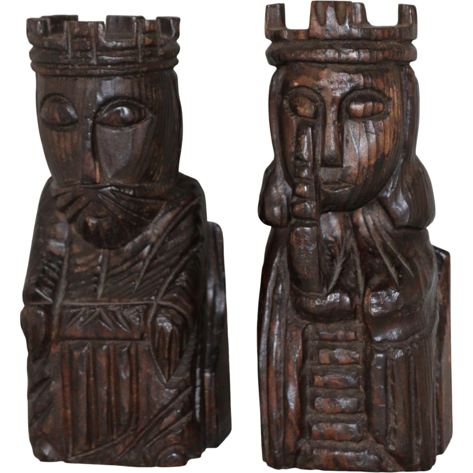 Pair of Carved Wood Figures, King and Queen (1 of 6) Pair of Carved Wood Figures, King and Queen (1 of 6)