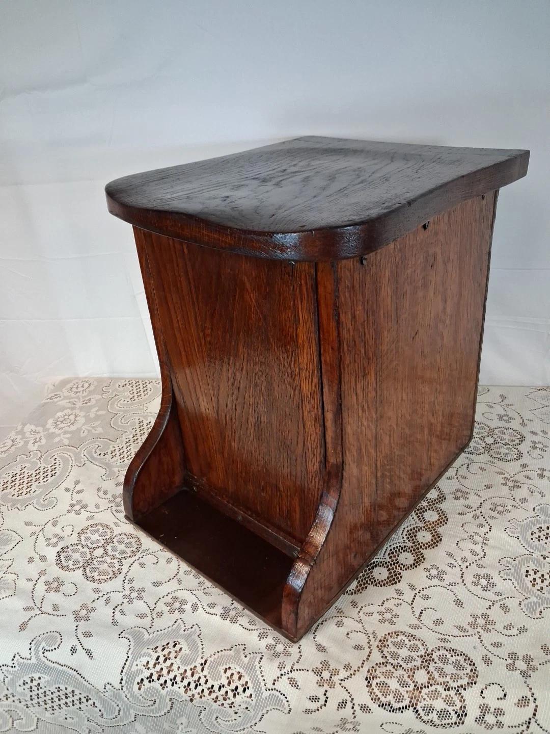 Antique Unusual Low Oak Stool Solid Comercial Retail Style (1 of 4)