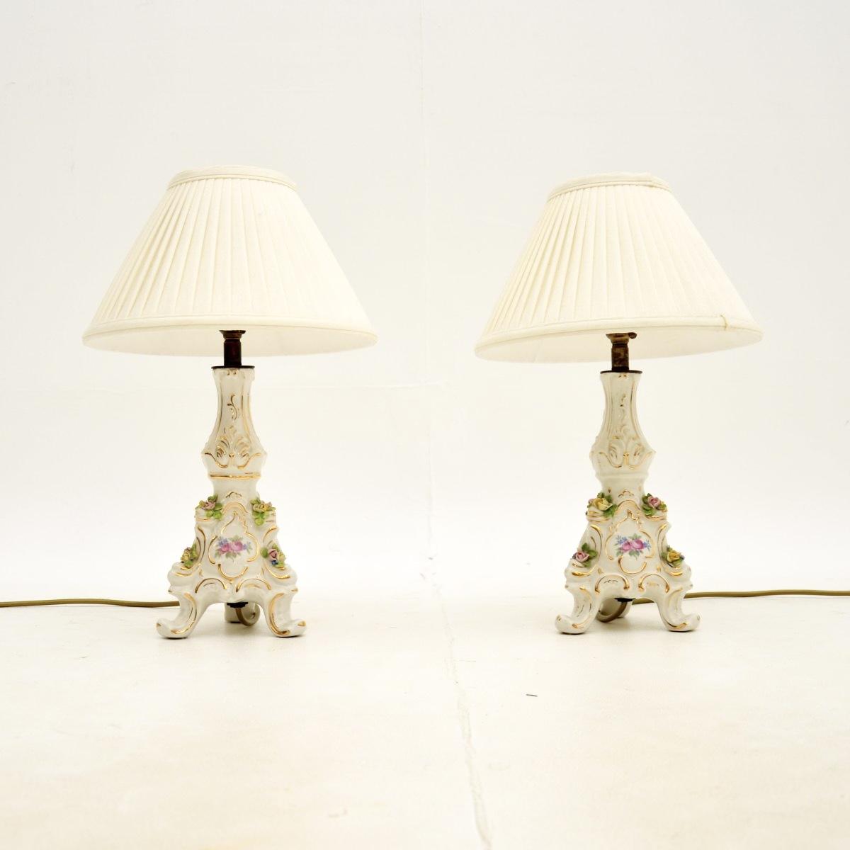 Pair of Dresden Porcelain Table Lamps (1 of 9)