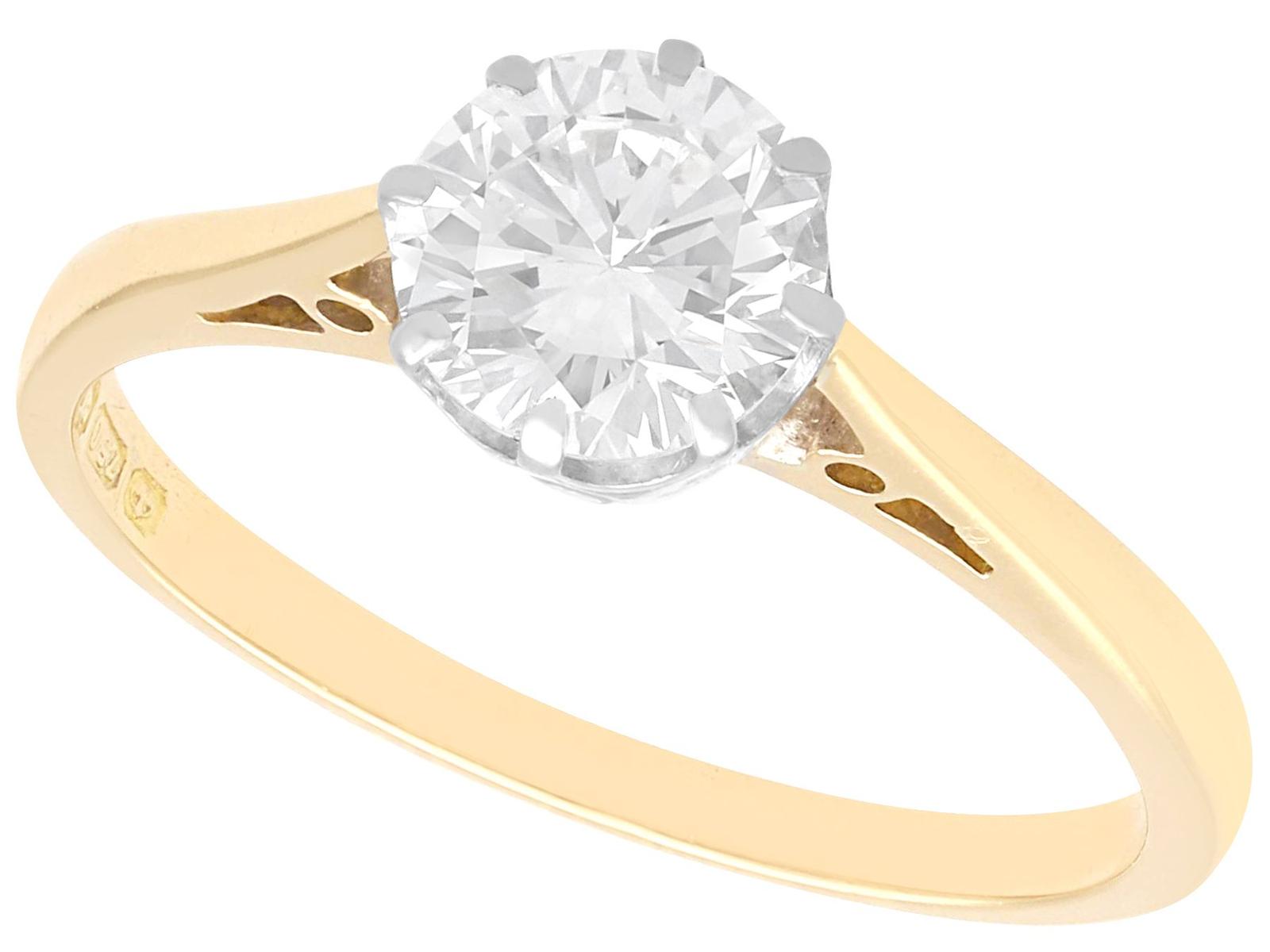 Vintage 1.12ct Diamond & 18ct Yellow Gold Solitaire Ring 1980 (1 of 11)