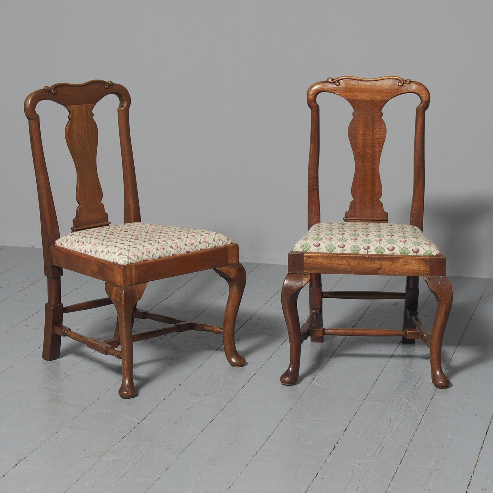 Pair of Queen Anne Style Mahogany Children’s Chairs c.1900 (1 of 9)