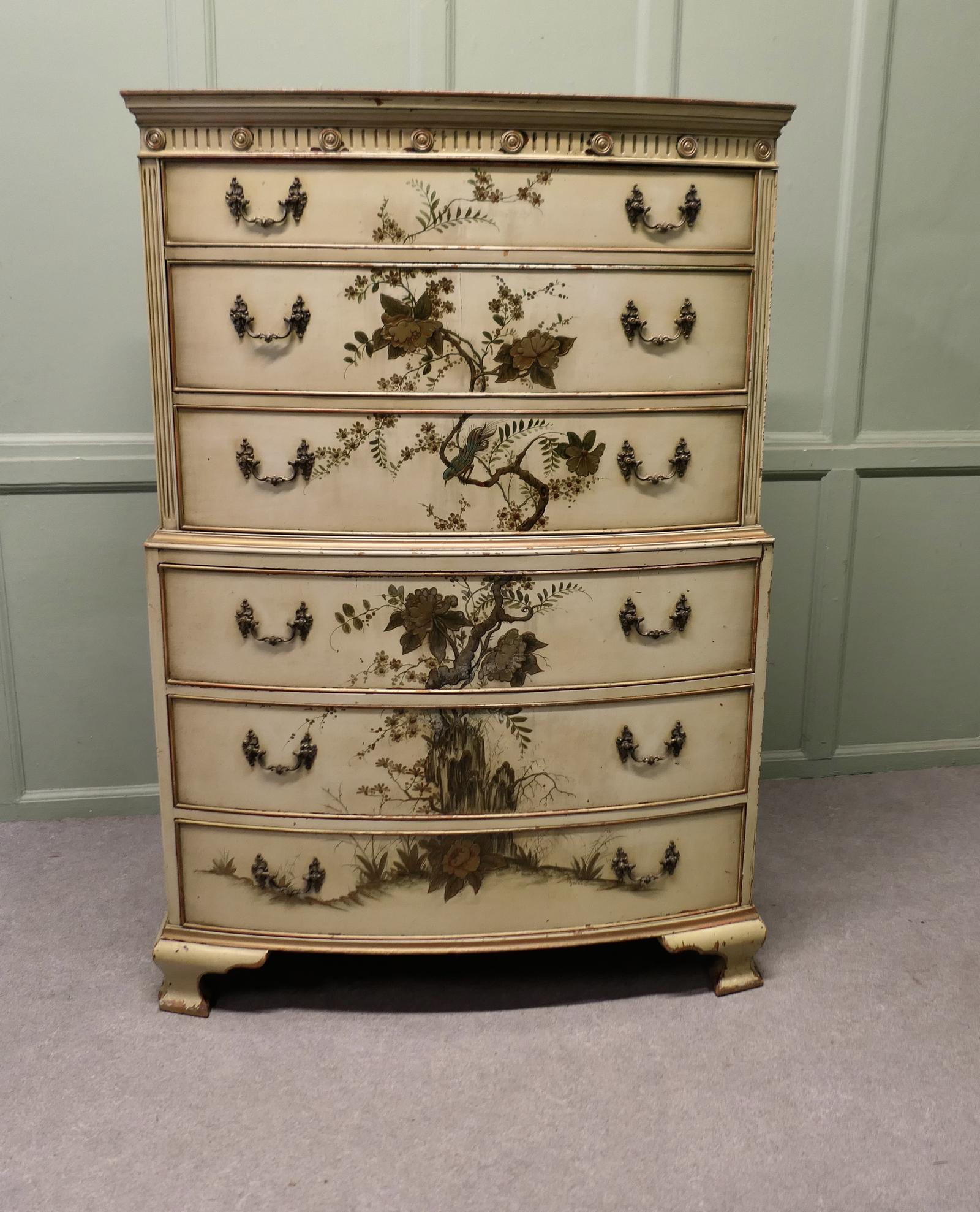 Charming Shabby Chinoiserie Chest on Chest - Signed (1 of 6) Charming Shabby Chinoiserie Chest on Chest - Signed (1 of 6)