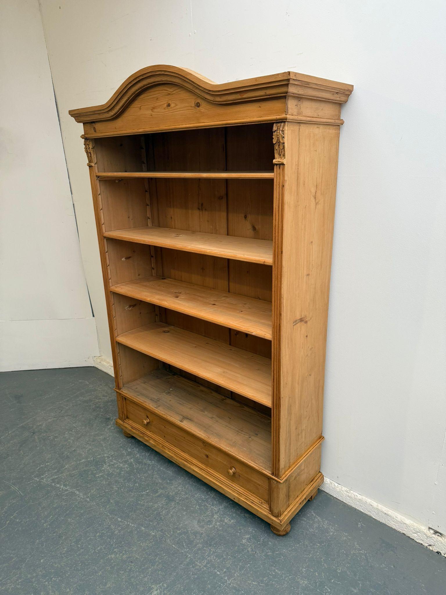A Superbly Waxed Antique /old Pine Adjustable Shelf Bookshelf / Office Files (1 of 9)